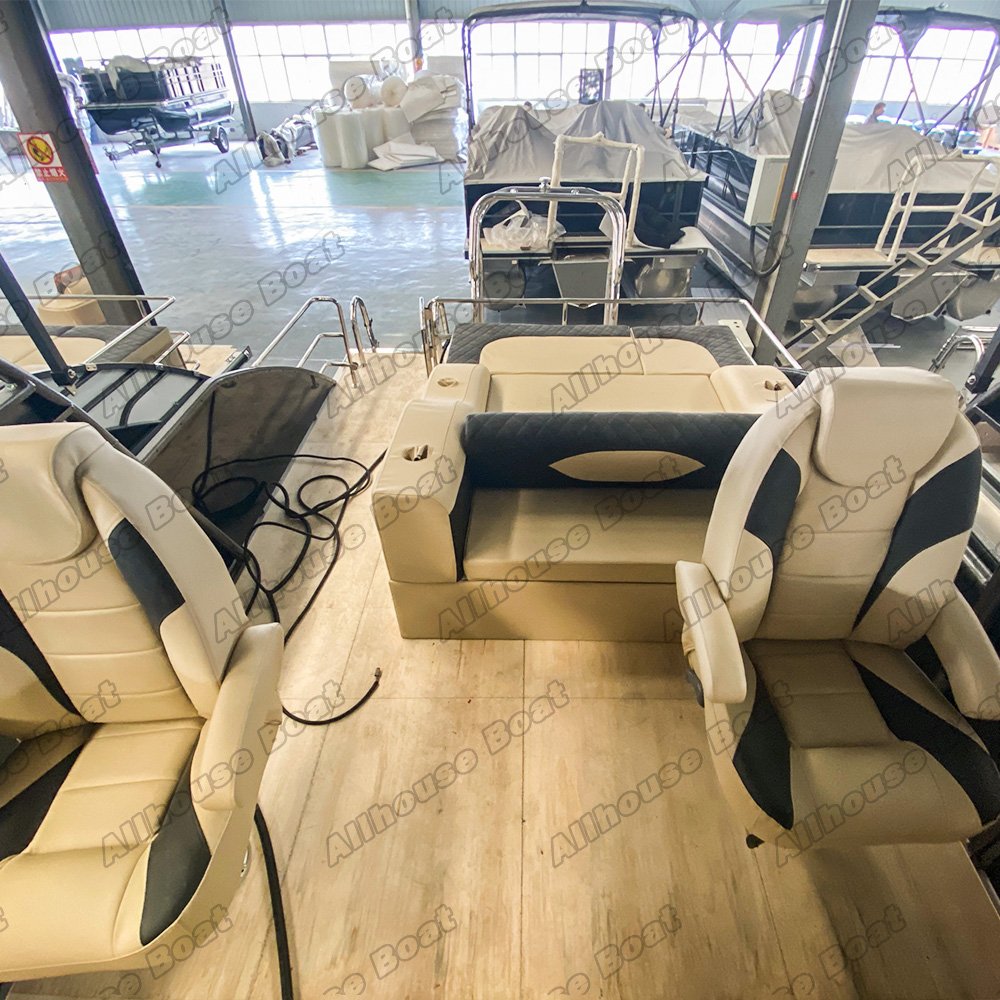 Welded High Quality Offshore Water Double Triple Tube Aluminium Pontoon Boat With CE Certification