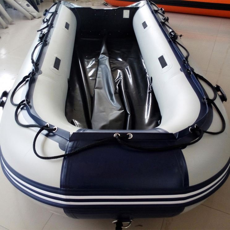 Plato Inflatable Fishing & Drift Boat PVC Tarpaulin Water Raft Kayak Combo Set with Outboard Engine for Rowing & Sport Usage