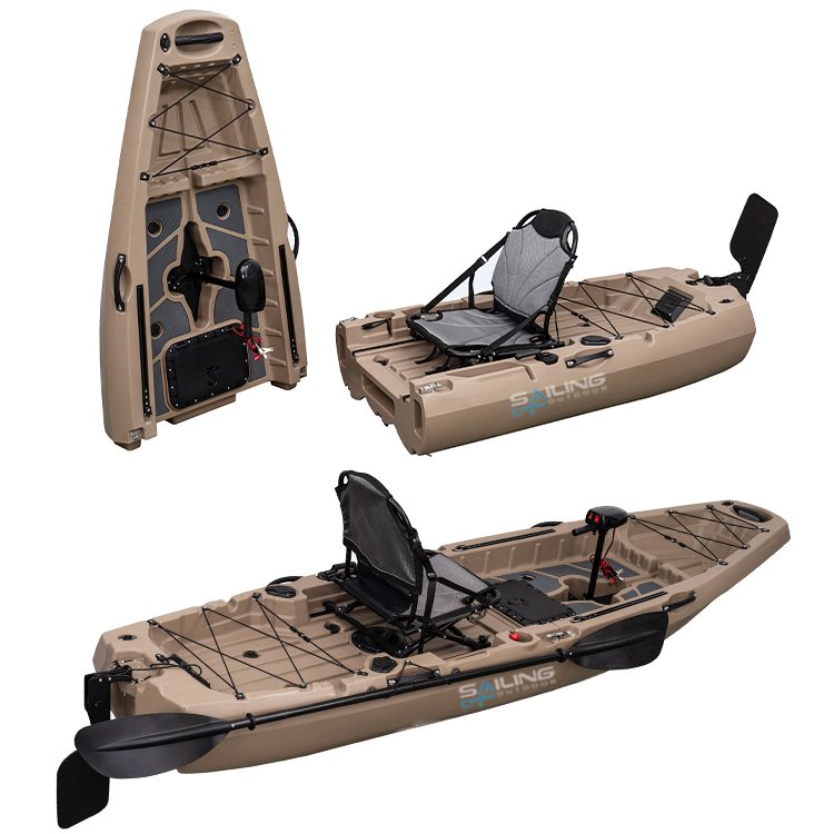 China Directly Sells 1-Person Pro Fish Modular Kayak 9.5ft PVC Pedal Boat With Motor Sport Style 2-Piece Kayak Ocean Lake Use