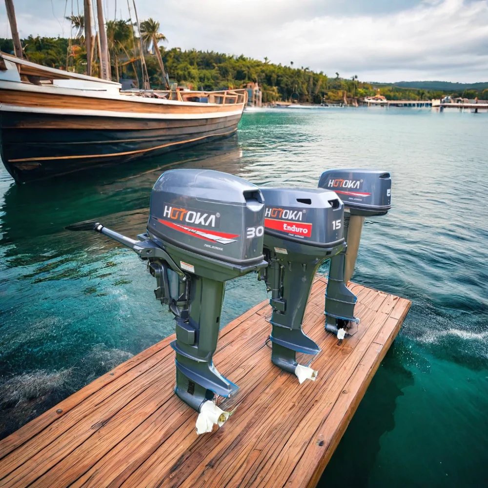 HOTOKA 40HP Outboard Motor 703CC 2 Stroke Outboard Jet Motor Fishing Boat Engine with Water Cooling System