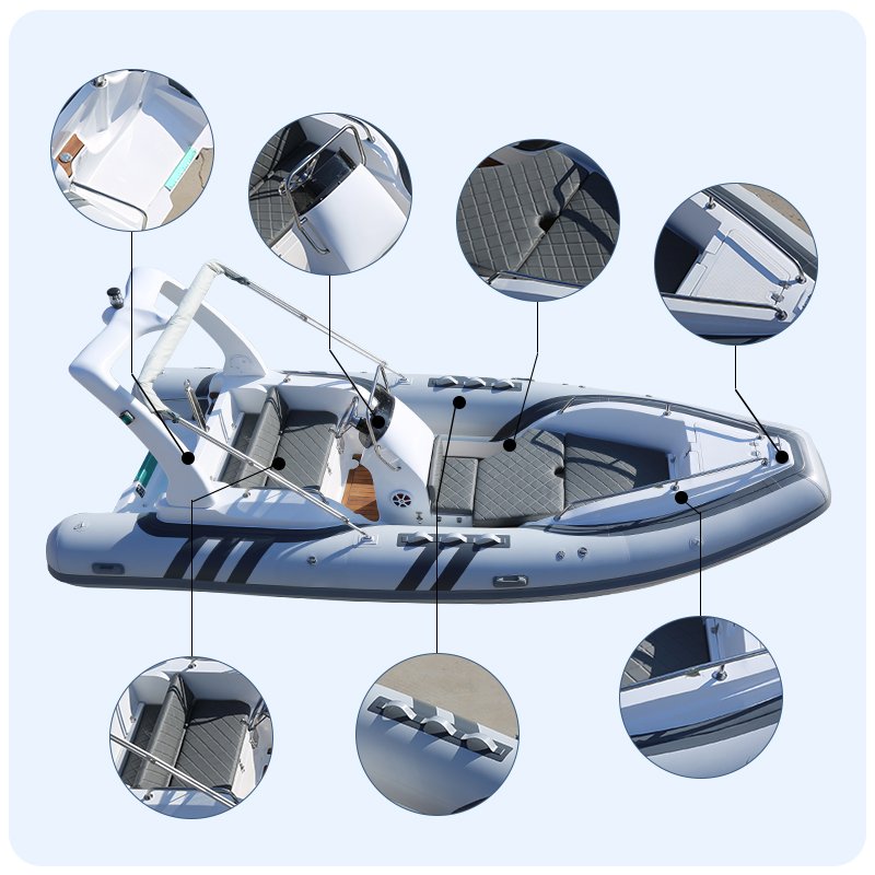 CE Certified 8-Person Inflatable Boat Fiberglass PVC Material with Outboard Engine for Ocean Fishing