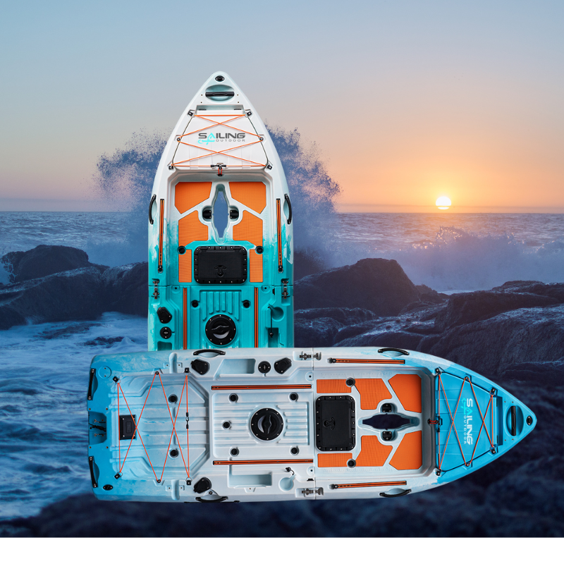 38-Inch Ultra Stable Modular Kayak Sturdy Folding Boat With Fin Drive Easy-to-Carry Recreational and Fishing Rowing Surfing Boat