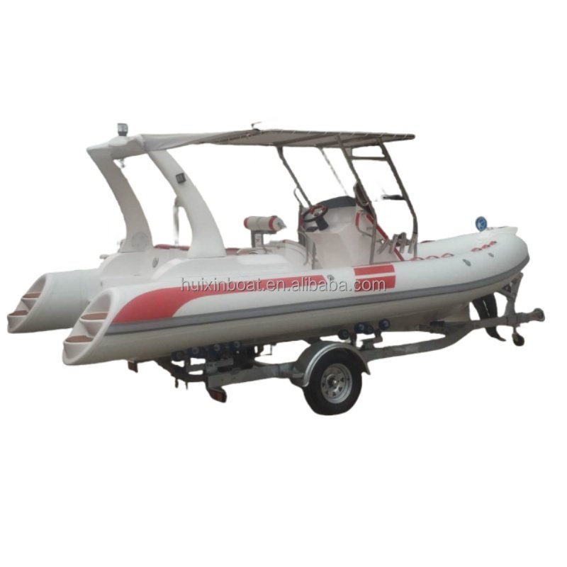 High Quality Luxury 5.8m/19ft Hypalon Boat Rigid Rib PVC Fiberglass Material Packraft Lake Sport Use Engine Ready Outdoor