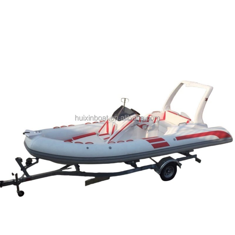 High Quality Luxury 5.8m/19ft Hypalon Boat Rigid Rib PVC Fiberglass Material Packraft Lake Sport Use Engine Ready Outdoor