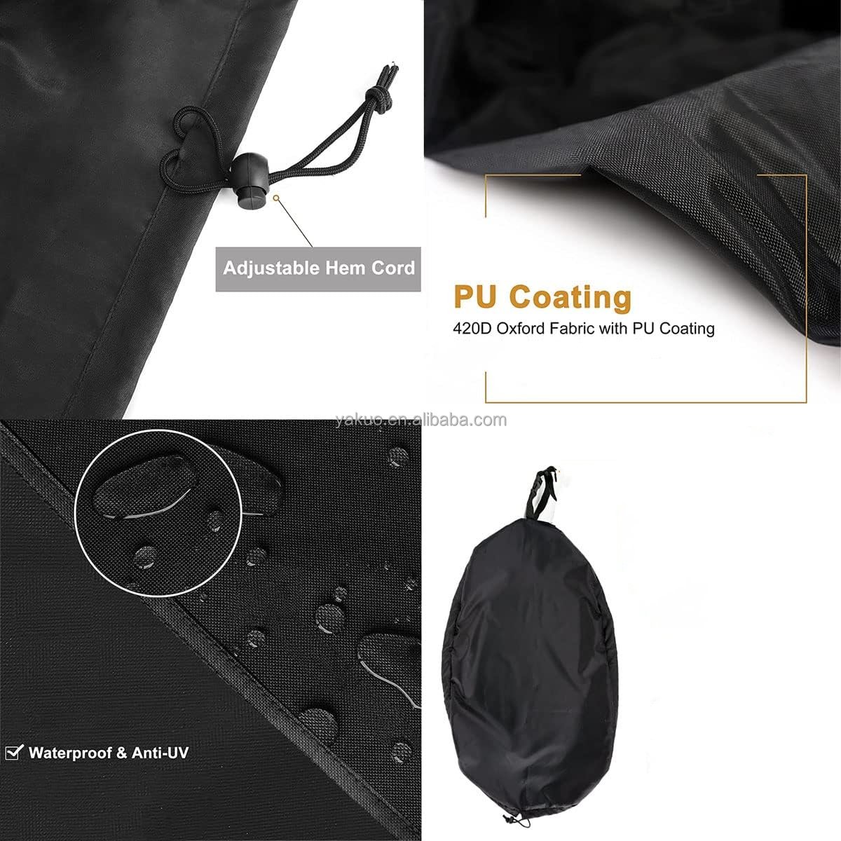 Full Outboard Motor Cover with Heavy Duty Oxford Fabric PVC Coating Waterproof Outboard Engine Cover