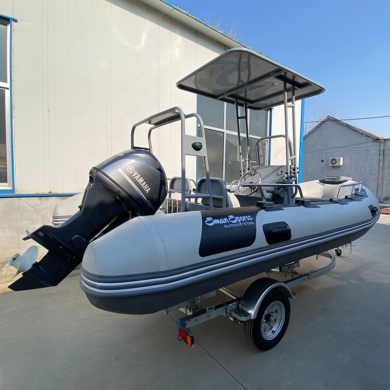 RIB490 16ft Aluminum Deep V Hull PVC Hypalon RIB Inflatable Boat Fishing boat with engine