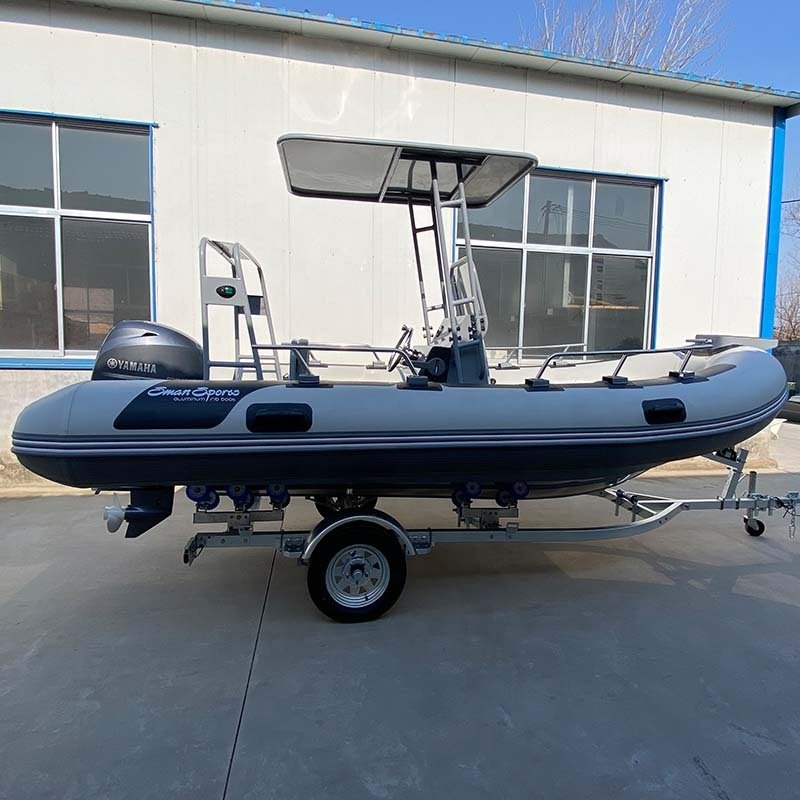 RIB490 16ft Aluminum Deep V Hull PVC Hypalon RIB Inflatable Boat Fishing boat with engine