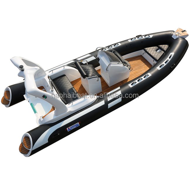 Haohai Luxury 5.8m/19ft Hypalon Boat Rigid Rib with Packraft PVC and Fiberglass Material Comes with Engine for Outdoor Use