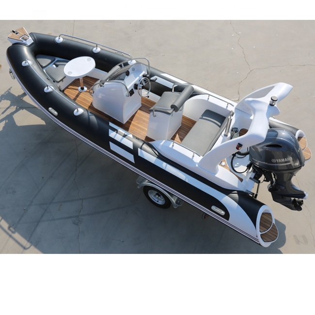 CE Certified 5.8m Luxury Yacht PVC Rigid Hull Inflatable Fishing Boat Sale 8-Person Capacity Outboard Engine 19ft