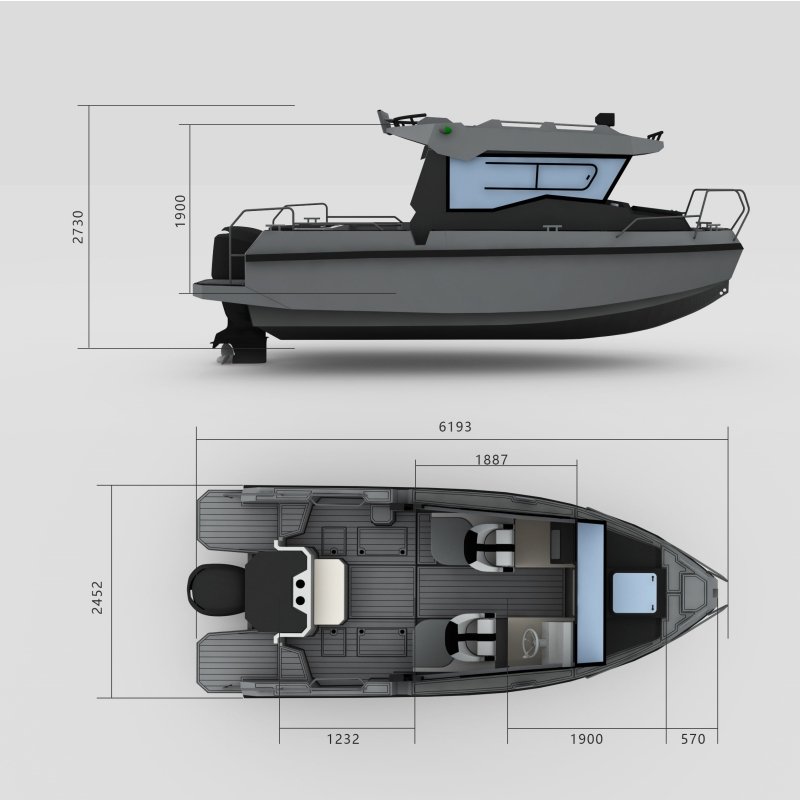 6.2m Blade Craft High Speed Patrol Cabin Boat Outboard Engine Leisure Aluminum Fishing Boat