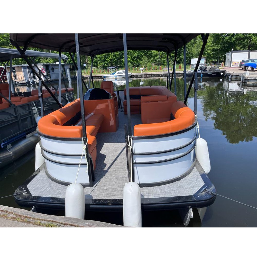 25ft Shipyard Aluminum Pontoon Deck Boat for Lake and River Equipped with Outboard Engine