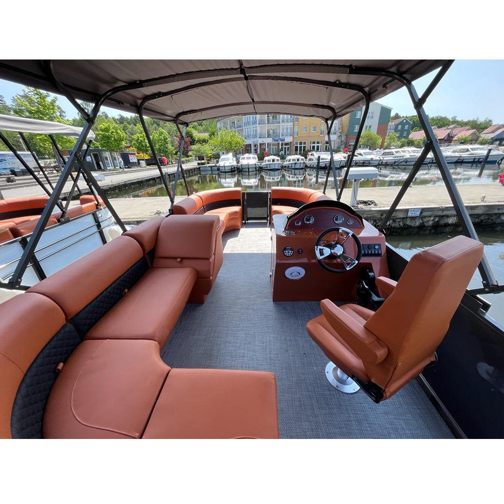 25ft Shipyard Aluminum Pontoon Deck Boat for Lake and River Equipped with Outboard Engine
