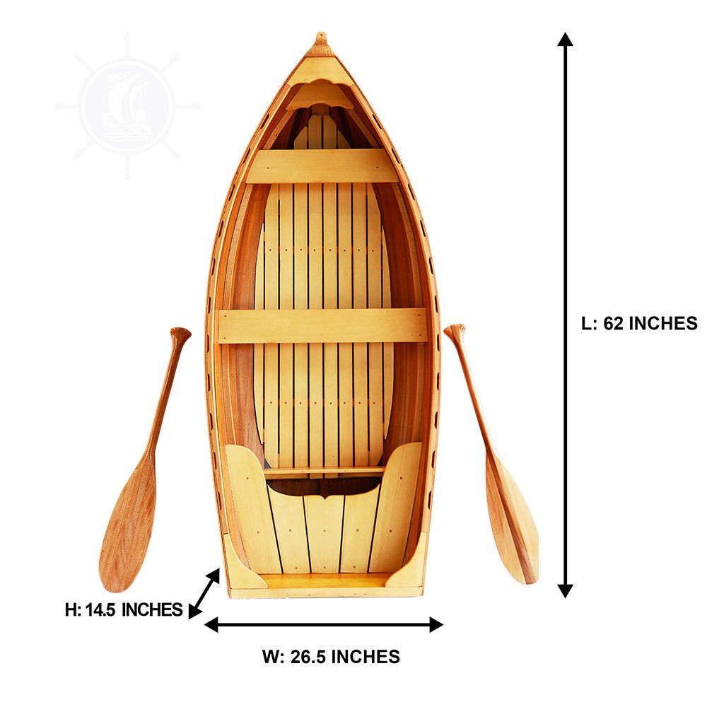 Whitehall Dinghy 5-Foot Inflatable Wooden Handicraft for Nautical Home Decor Fishing Gift Set with Engine From OMH