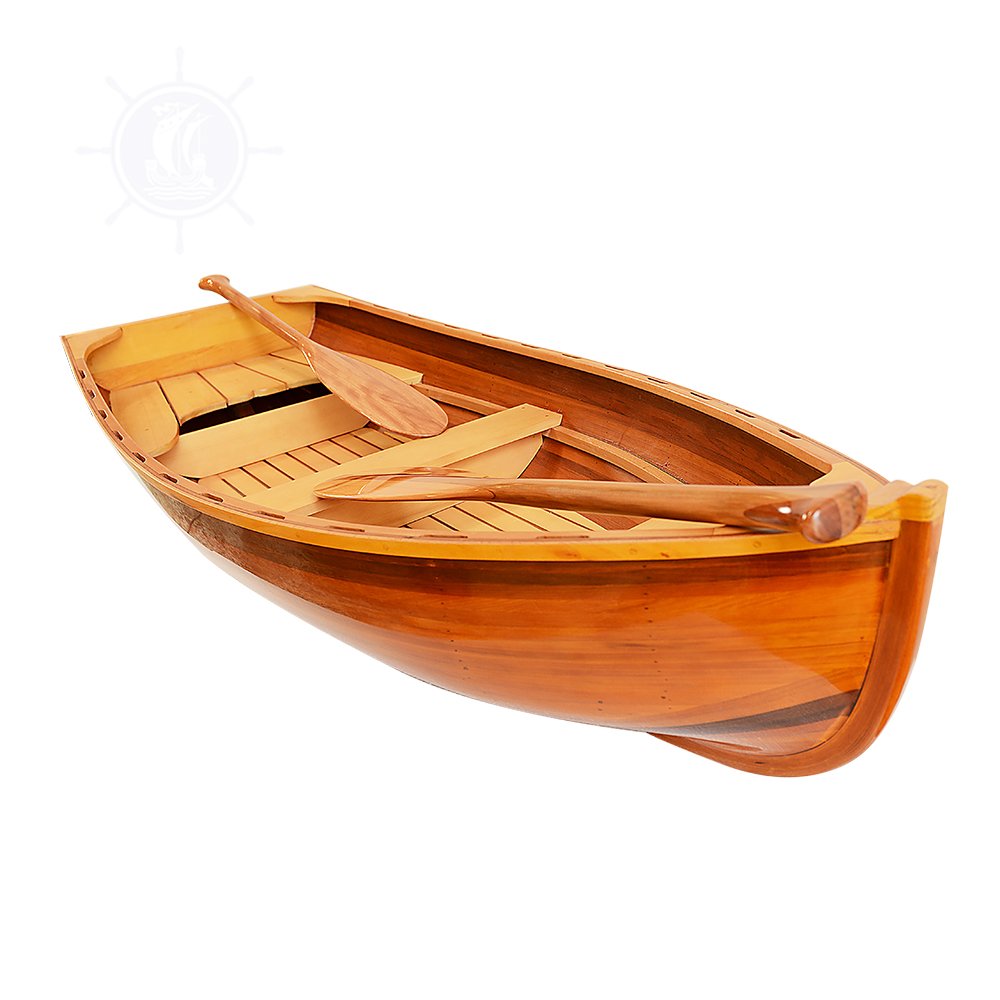 Whitehall Dinghy 5-Foot Inflatable Wooden Handicraft for Nautical Home Decor Fishing Gift Set with Engine From OMH