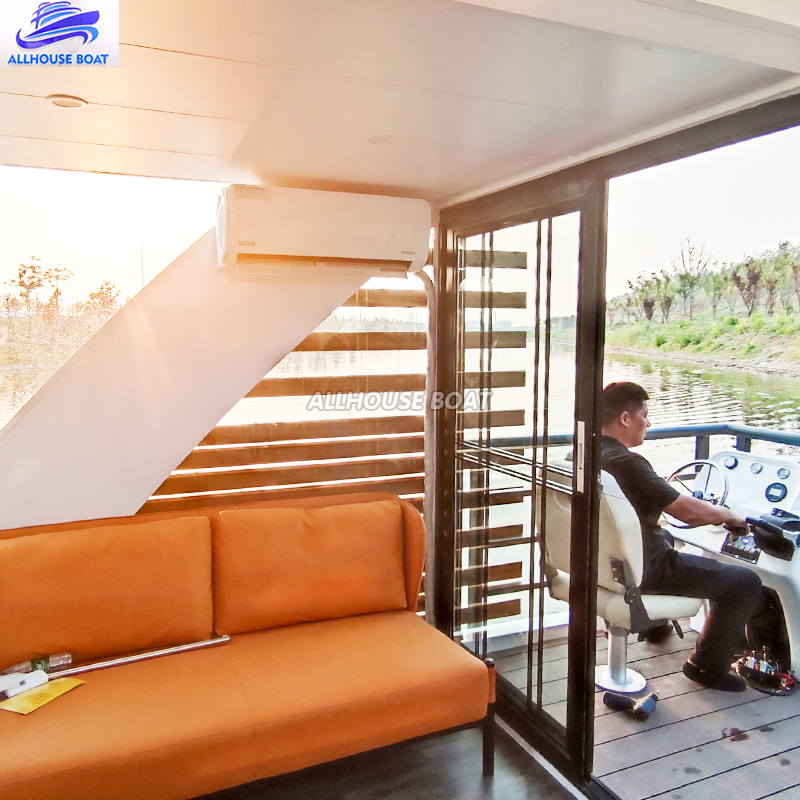 Luxury Small Aluminum Luxury Yacht Outboard Engine Luxury Floating Hotel House Boat Fishing Sports Entertainment EVA River Use
