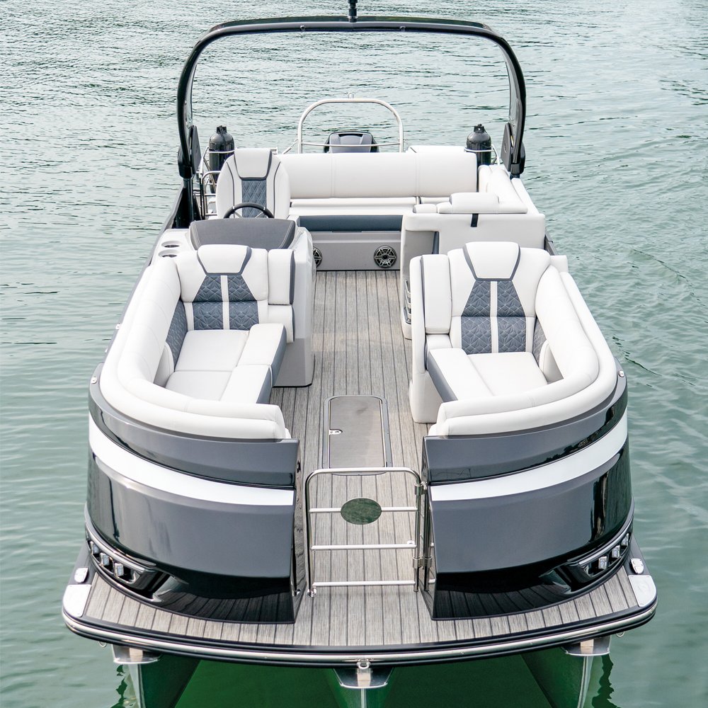 2022 New Sport Yacht Family Cruising Pontoon Boat With Outboard Engine Welded Aluminum Fishing & Amusement Park Tool