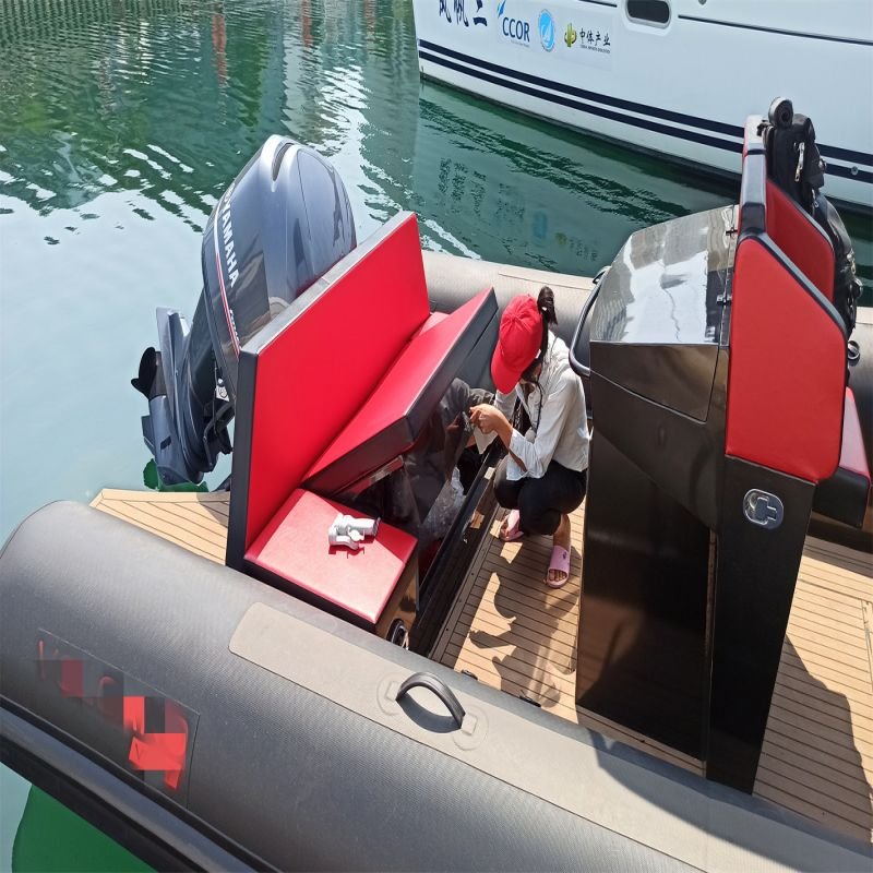750 RIB Inflatable Luxury Fishing Boat with Hypalon Material Aluminum Outboard Motor for Lakes & Rivers Available for Sale