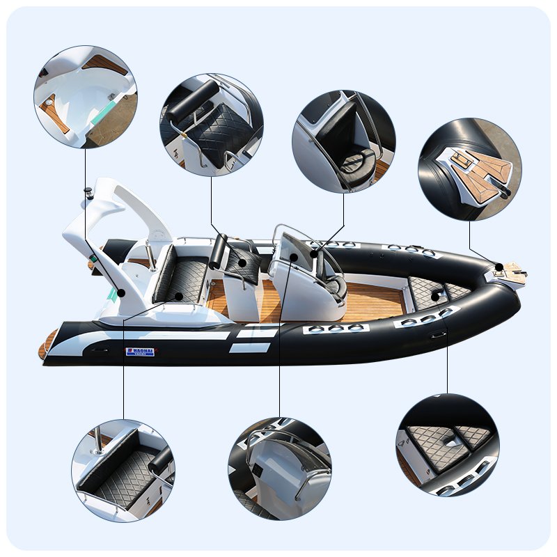 Haote Luxury 580 Rib Yacht Hypalon Fiberglass Fishing Speed Boat for Ocean Surfing Inboard Engine Sport Yacht