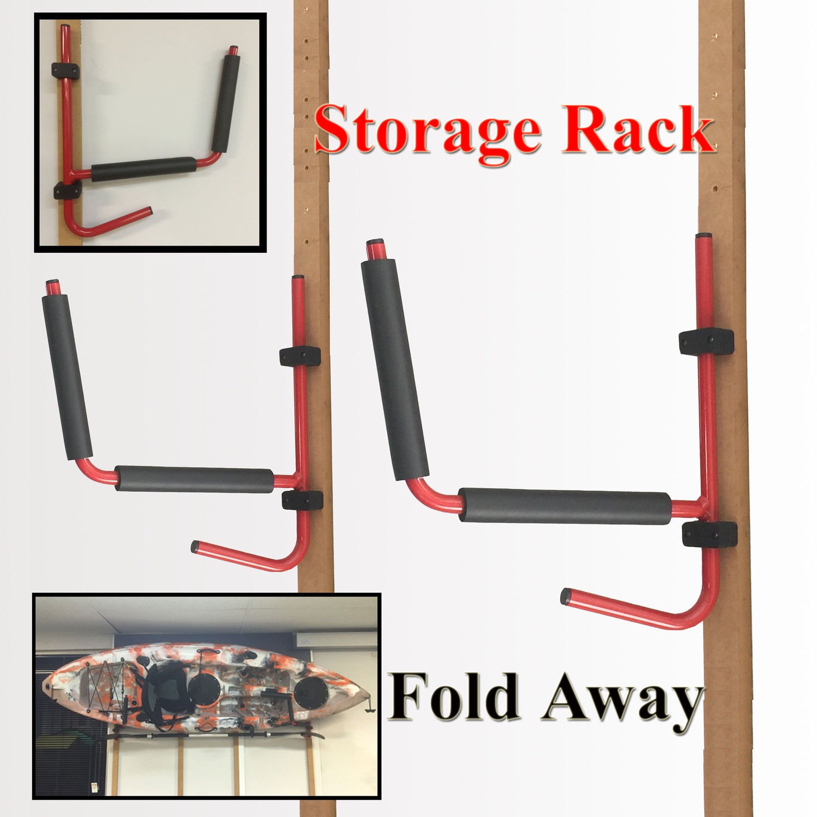 Heavy-Duty PVC & Aluminum Kayak Storage Hooks Wall-Mounted Boat Holder for Surfboards Canoe & Paddle Board Storage