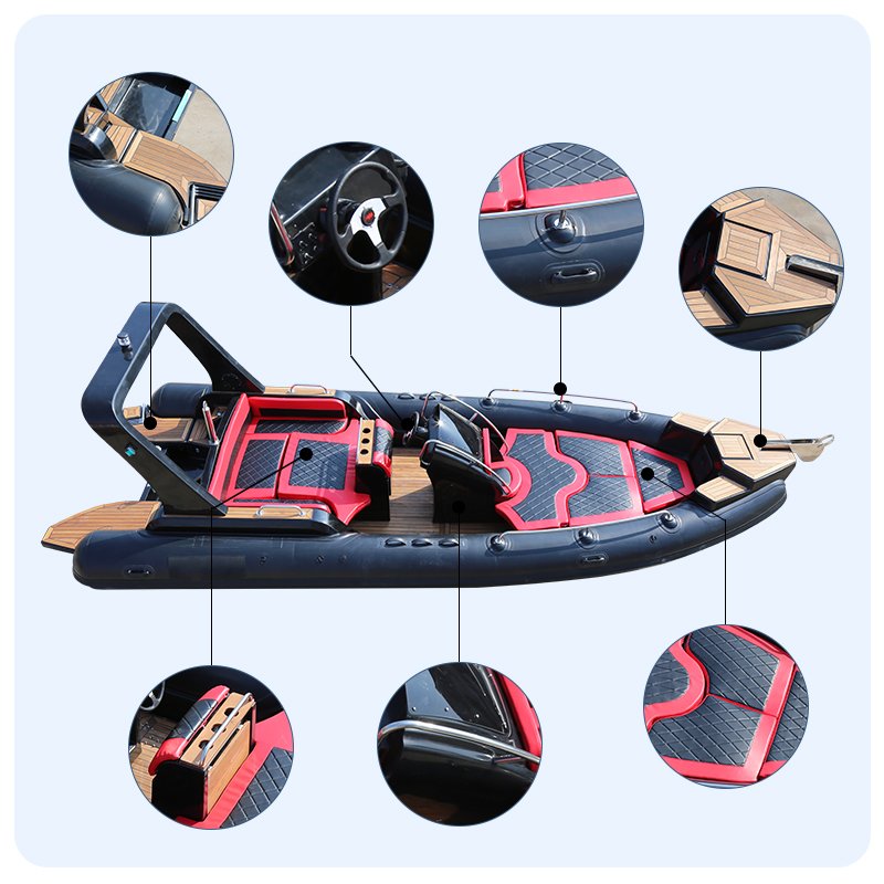 New Arrival CE 7m 23.3ft Luxury RIB Hypalon Inflatable Fishing Rowing Boat with 200HP Engine Rib Boat Inflatable for Ocear Water