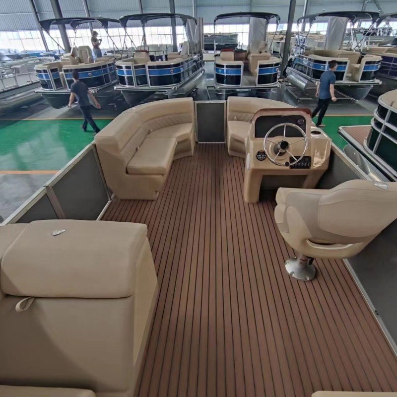 High Quality 5.8m/19ft Aluminum Happy Water Time Pontoon Boats Durable Luxury Leisure Fishing Lake Outdoor Offered Outboard 25ft
