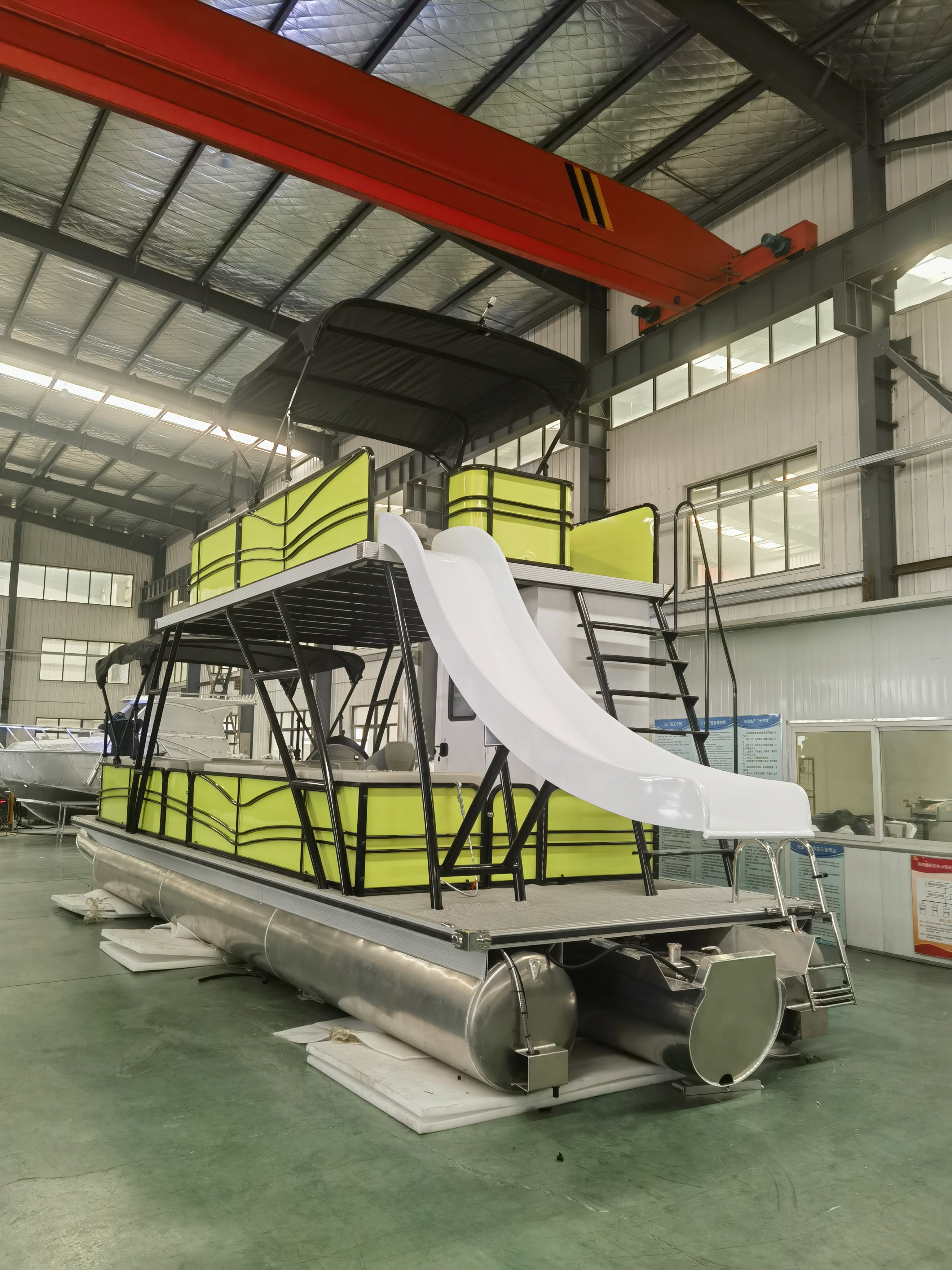 US Popular Luxury 25ft-30ft Aluminum Double-Deck Rowing Pontoon Boat Customized 6m Yacht with Outboard Engine for River Use