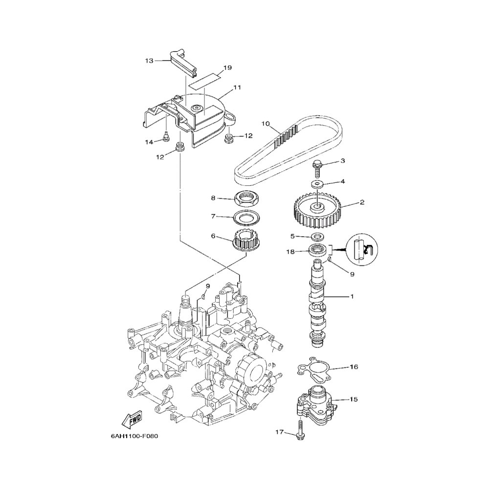 6AH4624100 Timing Belt Fit for YAMAHA Marine 15 20 HP Outboard by Sea Sierra Manufacturer