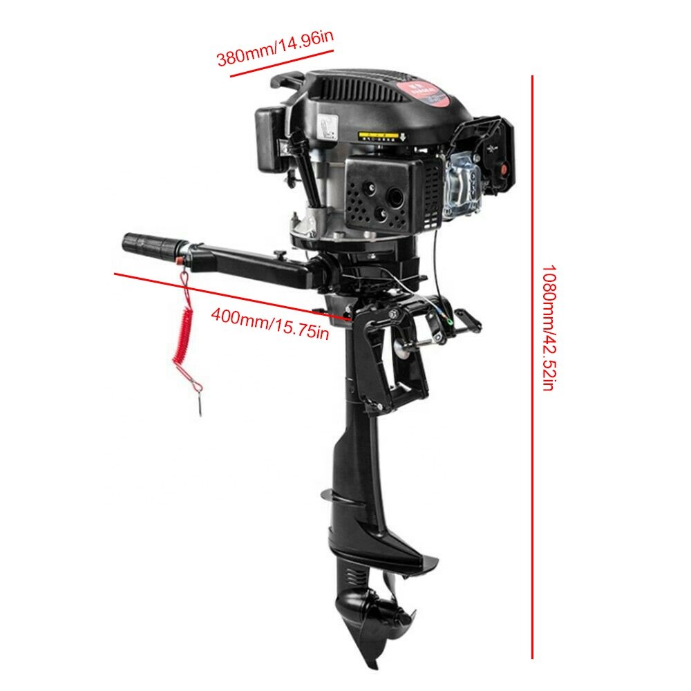 HANGKAI Outboard Engine 6HP 4-Stroke Outboard Motor Inflatable Fishing Boat Engine 140CC Air Cooling System Motor De Borda