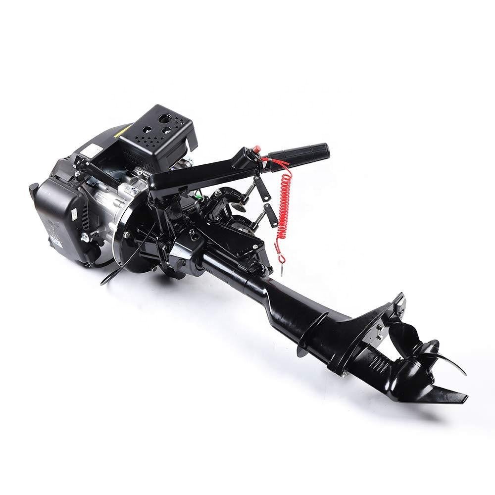 HANGKAI Outboard Engine 6HP 4-Stroke Outboard Motor Inflatable Fishing Boat Engine 140CC Air Cooling System Motor De Borda