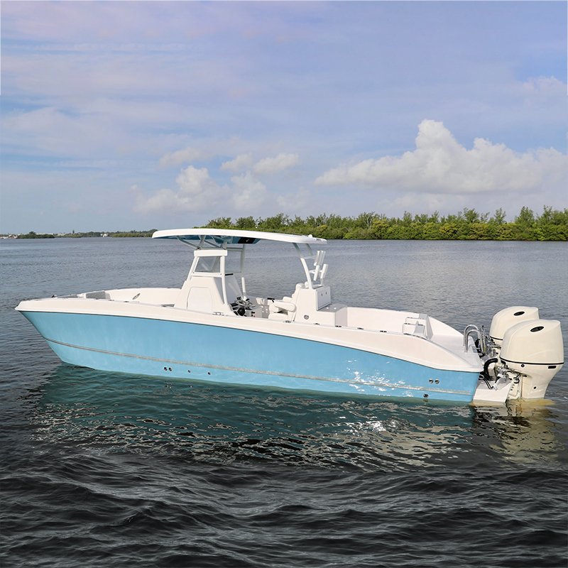 Kinocean 8.5 Meters 8-Man Speed Boat Yacht Hot Selling Fiberglass Fishing Boat Double Model with Outboard Engine for Outdoor Use