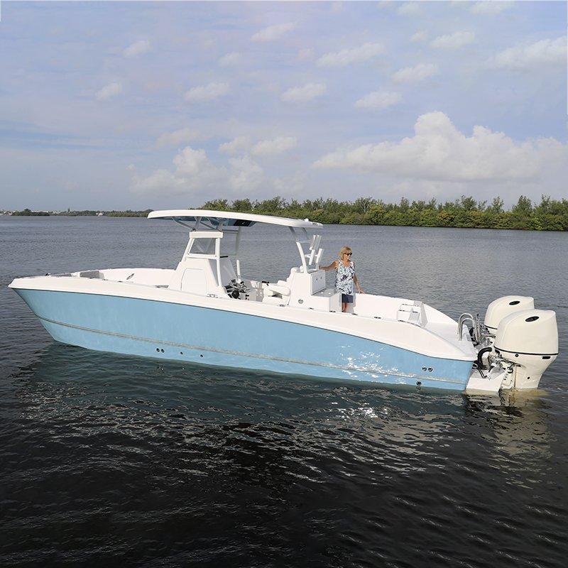 Kinocean 8.5 Meters 8-Man Speed Boat Yacht Hot Selling Fiberglass Fishing Boat Double Model with Outboard Engine for Outdoor Use