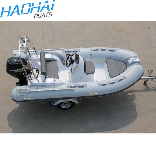 Haohai Newest Orca Tube Fiberglass Dinghy Inflatable Boat RIB 390 Boat Model With Outboard Engine