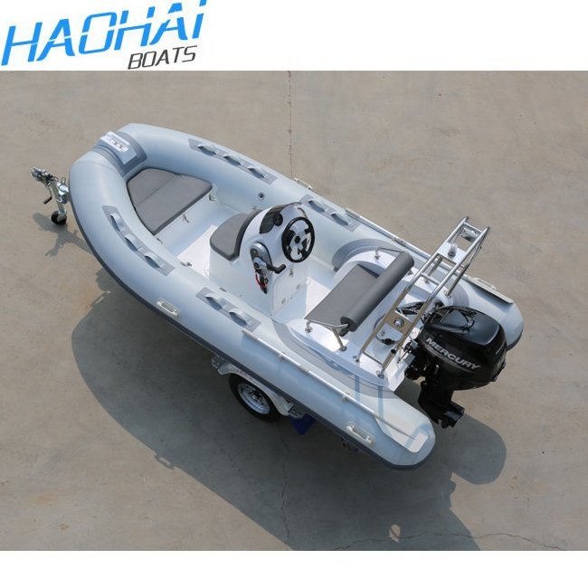 Haohai Newest Orca Tube Fiberglass Dinghy Inflatable Boat RIB 390 Boat Model With Outboard Engine