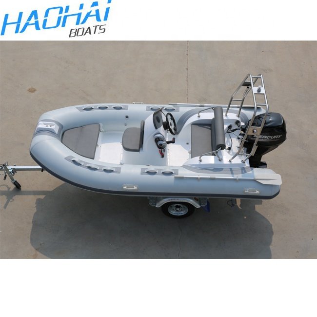 Haohai Newest Orca Tube Fiberglass Dinghy Inflatable Boat RIB 390 Boat Model With Outboard Engine