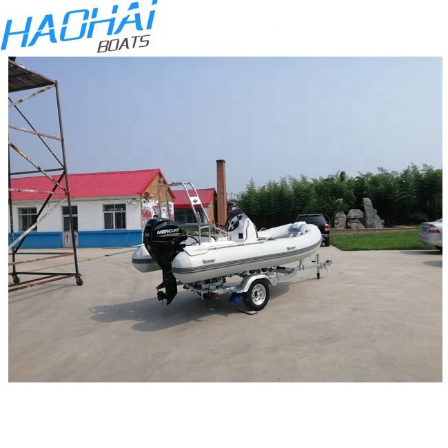 Haohai Newest Orca Tube Fiberglass Dinghy Inflatable Boat RIB 390 Boat Model With Outboard Engine