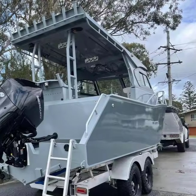 Luxury Aluminum 7.5m Fishing Cruiser Speed Boat for Outboard Engine Includes Trailer Yacht for Sale