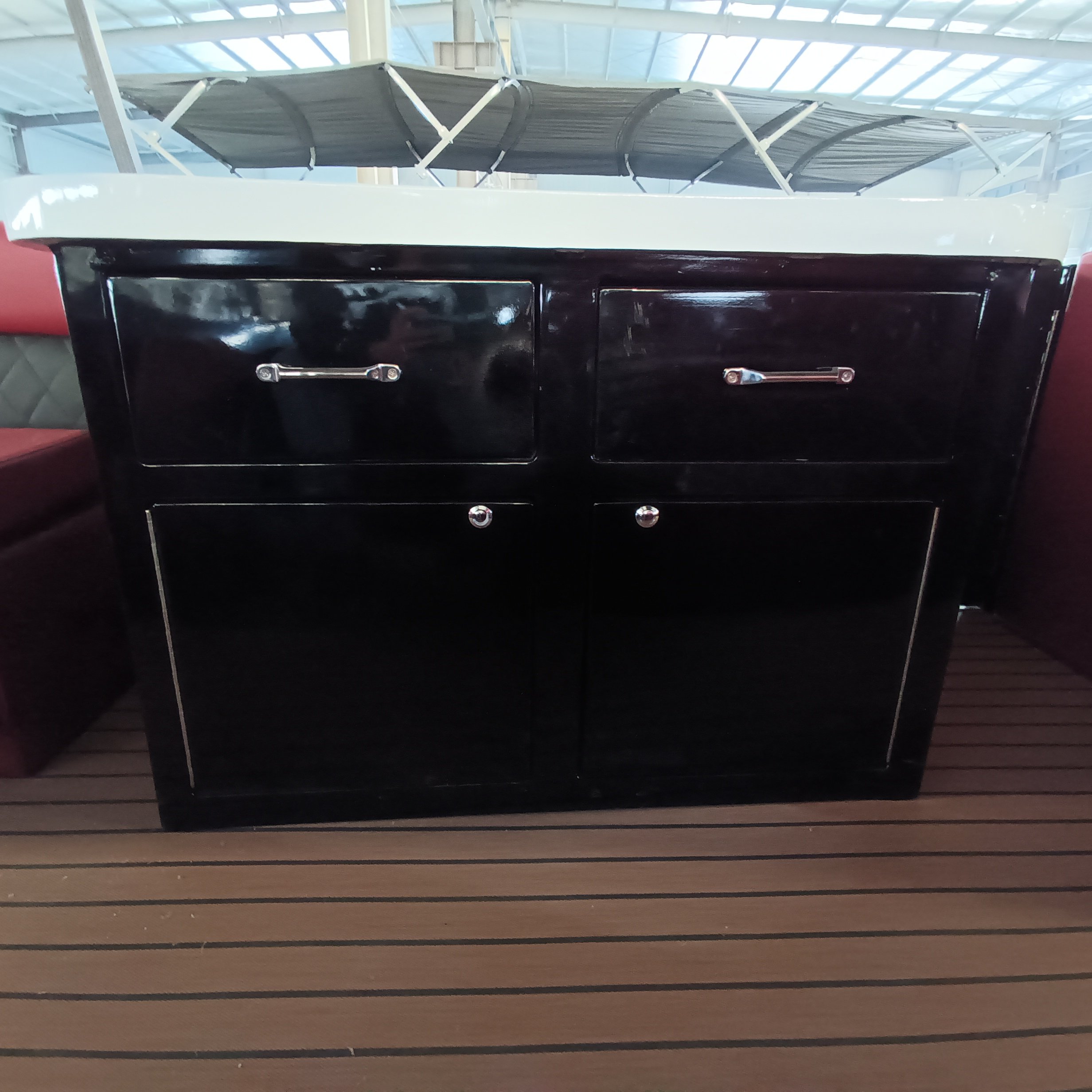 Marine Used 2 Tubes Aluminum Alloy Floating Pontoon Tubed Platform Fishing Boat with Bar LED Equipped with 90hp Outboard Motor