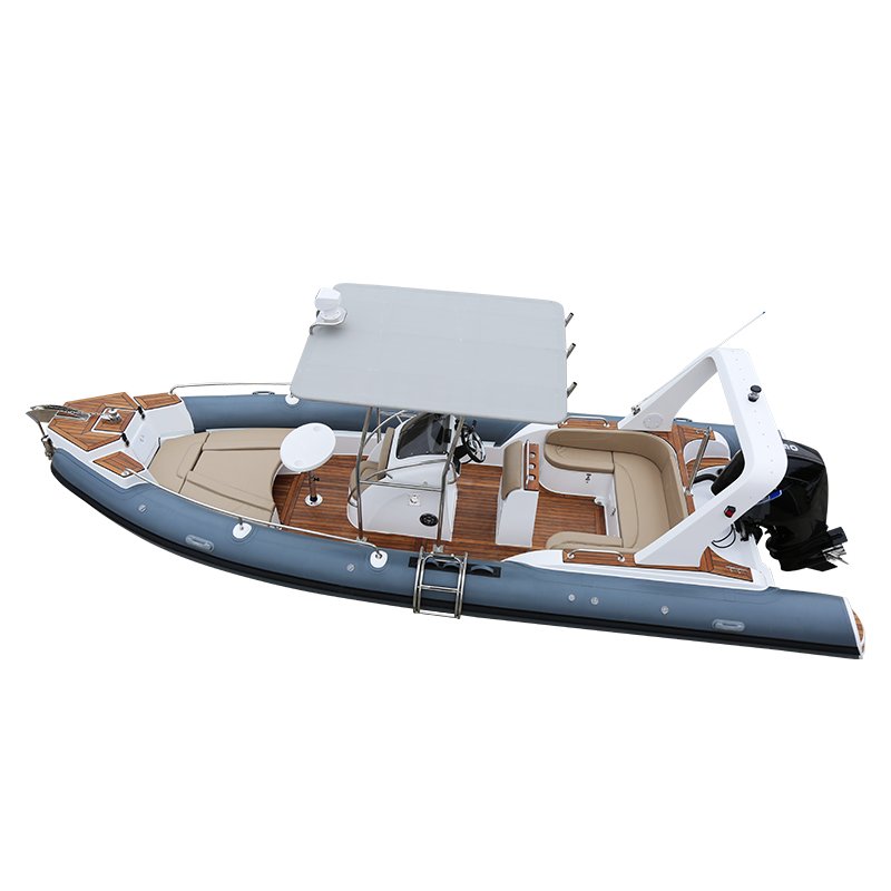 Hot Sale 760cm Hypalon RIB Aluminum Hull Fiberglass Inflatable Boat with Outboard Engine Rib Boat for Ocear Water