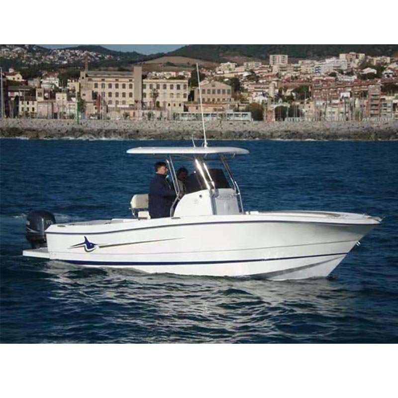 23FT Fiberglass Fishing Boat Outboard Engine T-Top Hardtop Bimini Boat for Sale