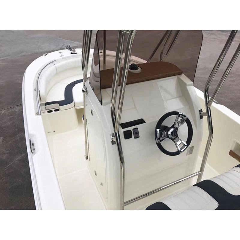 23FT Fiberglass Fishing Boat Outboard Engine T-Top Hardtop Bimini Boat for Sale