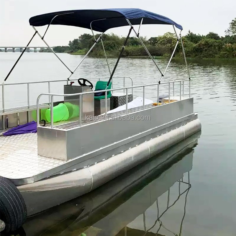 3mm 4mm 5mm 6mm Thickness Aluminum Jon Sea Used Two Pontoons Fishing Rowing Vessel Boat High Balance House Boat with Engine