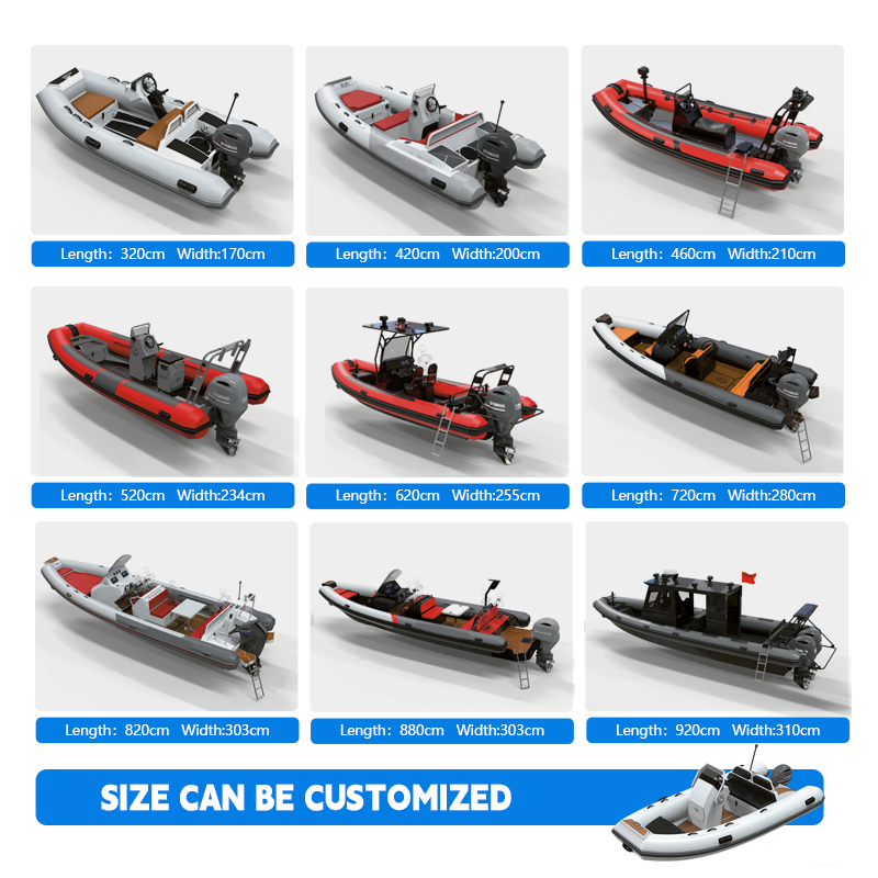 HY Sport Yacht Rigid Hull Inflatable Rib Boat Fiberglass with PVC Hypalon for Lake Drifting