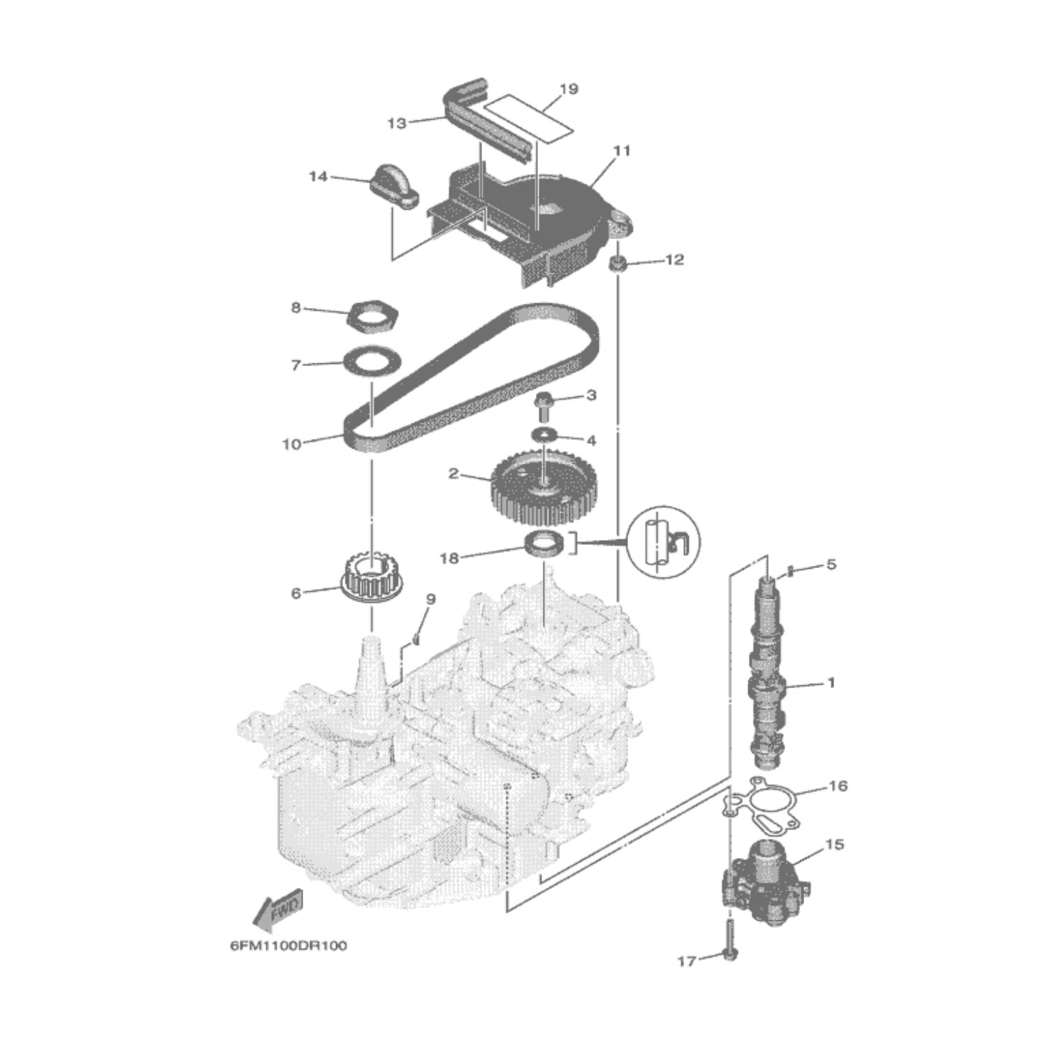 Timing Belt 6FM462410000 for Yamaha Marine Outboard Engine by Sea Sierra Manufacturer