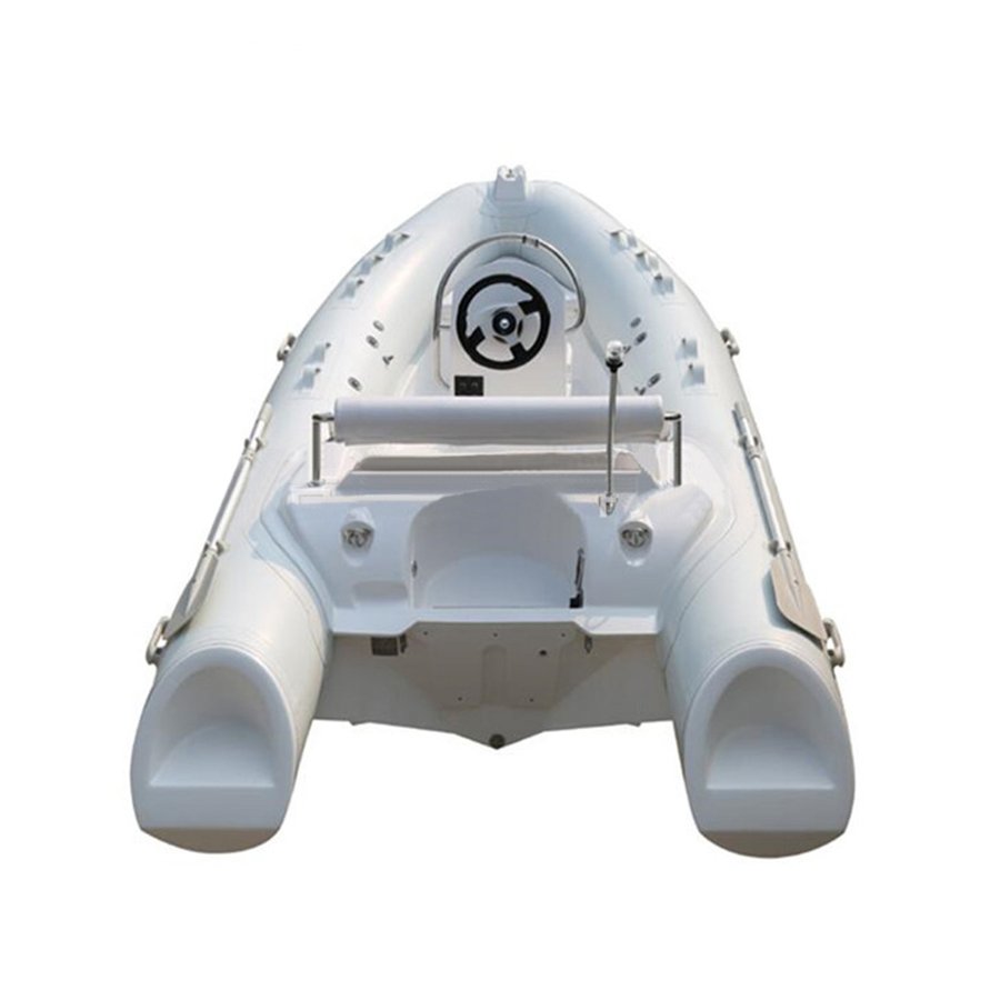 Marine 430 Rigid Inflatable Fishing Boat Hypalon Rib Fiberglass Outboard Engine Combo Set for Ocean Drifting Outdoor Activity