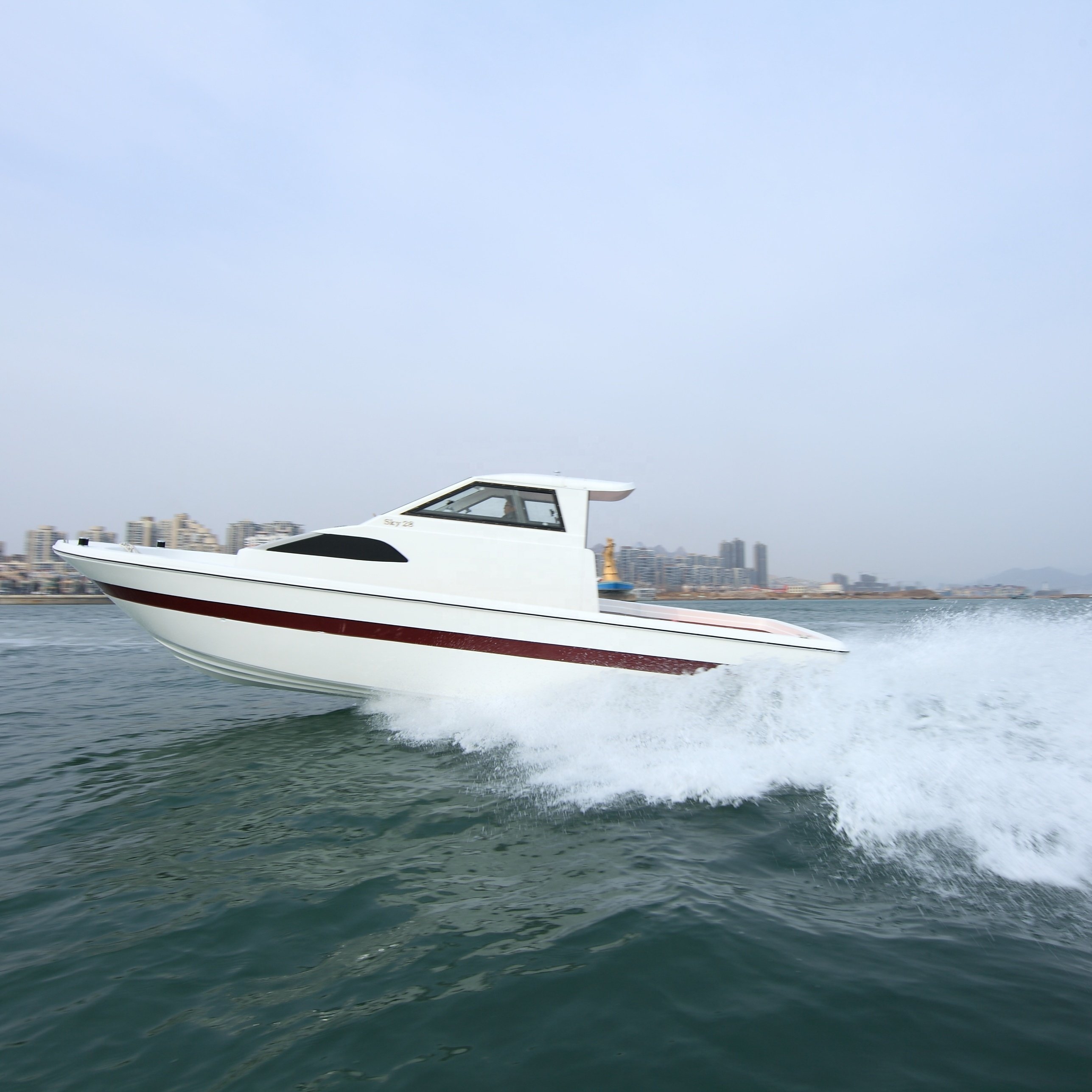 Grandsea 25ft Fiberglass Cabin Boat Speed Motor Boat With Engine for Sale