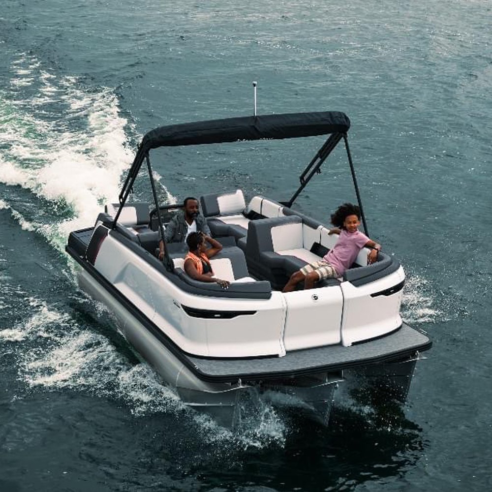 Custom-Built Upscale Aluminum Houseboat Fishing Pontoon with Outboard Engine Available for Sale