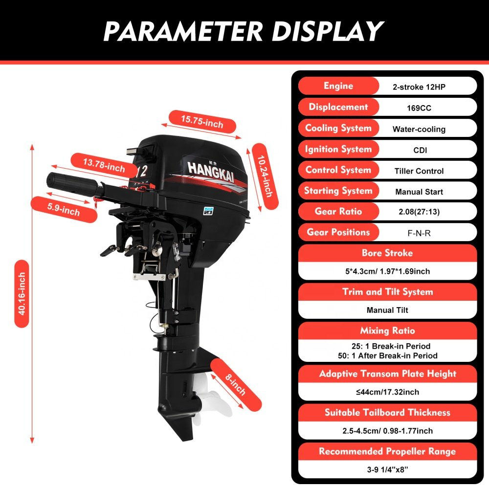 HANGKAI 2 Stroke 12HP Outboard Motor Inflatable Fishing Boat Engine Fishing Boat Motor Fuera De Borda