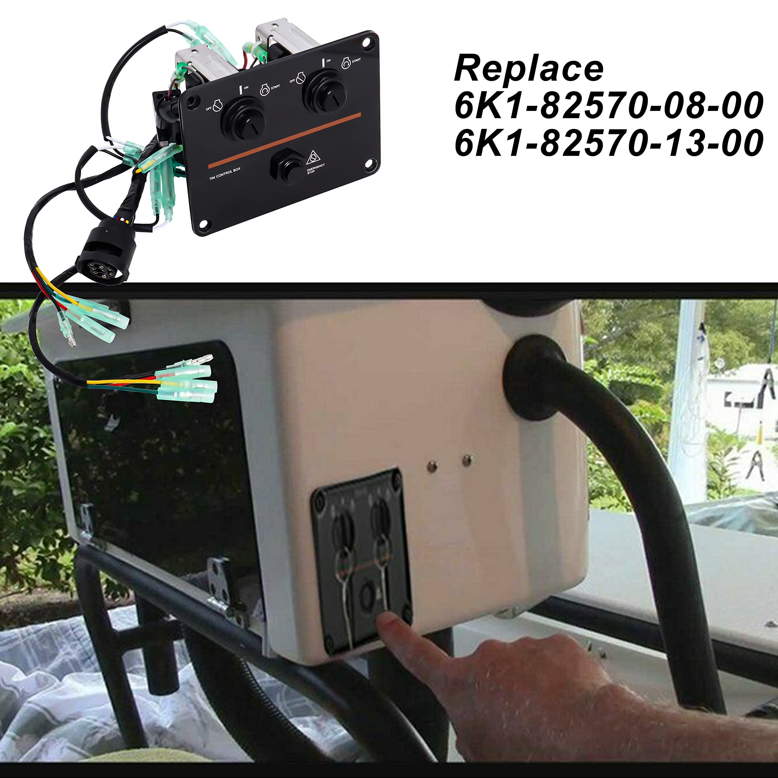 6K1-82570-08-00 Dual Engine Key Switch Panel for Yamahaa 12V Outboard Double Vertical Control Engines 6K1-82570-13-00