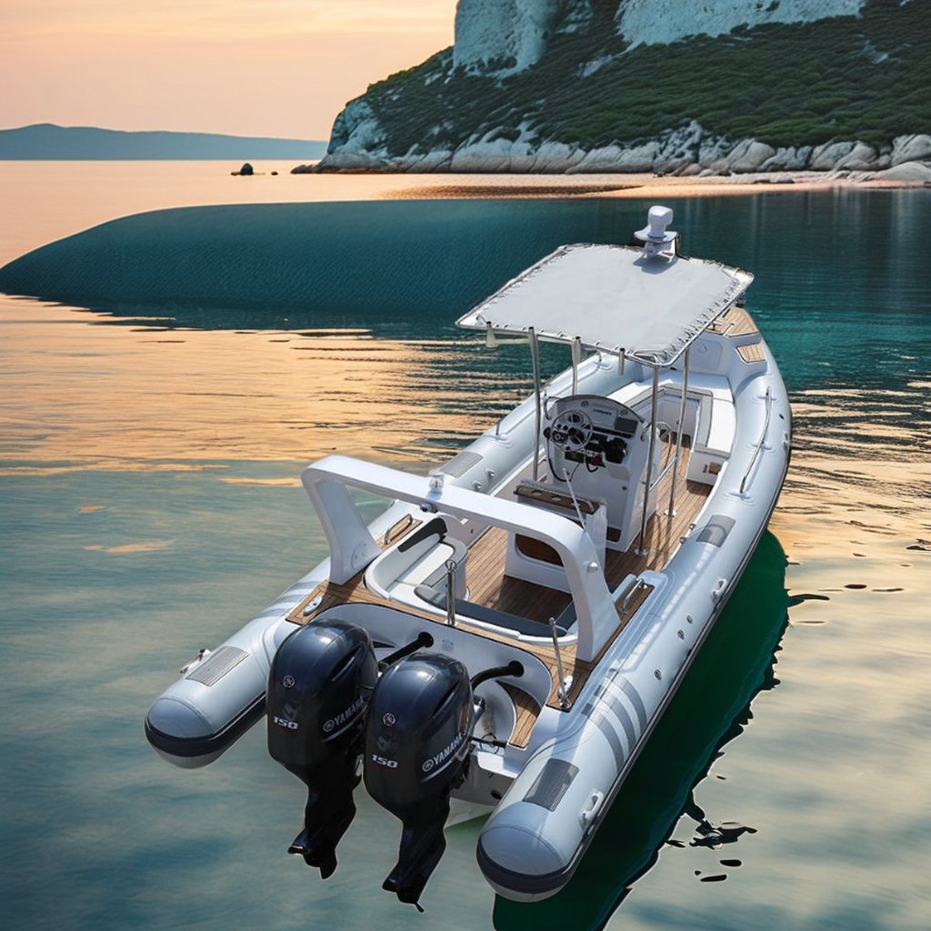 Double Engine 25ft 7.6m Orca Hypalon Deep V Fiberglass Hull Sport RIB 760 Inflatable Boat