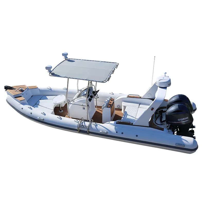 Double Model Inflatable Rib 7.6m Rowing Boat PVC Aluminum Material with Outboard Engine Sports Fishing Hypalon Fiberglass Hull